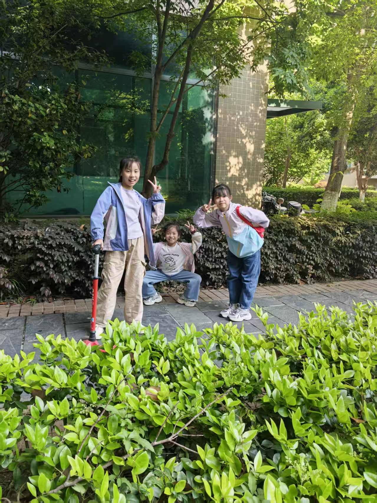 三个小姐妹放学一起玩